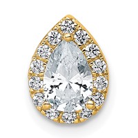14K Yellow Gold 0.62 Carat Lab Grown Diamond VS+ F+ Pear Complete Halo Chain Slide Pendant view 1