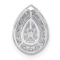 14K White Gold 1.20 Carat Lab Grown Diamond VS+ F+ Pear Complete Halo Chain Slide Pendant view 3