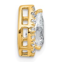 14K Yellow Gold 1.20 Carat Certified Lab Grown Diamond VS+ F+ Pear Complete Halo Chain Slide Pendant view 2