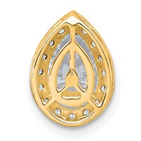 14K Yellow Gold 1.20 Carat Certified Lab Grown Diamond VS+ F+ Pear Complete Halo Chain Slide Pendant view 3