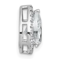 14K White Gold 1.75 Carat Certified Lab Grown Diamond VS+ F+ Pear Complete Halo Chain Slide Pendant view 2