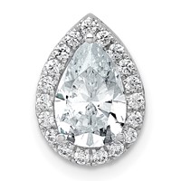 14K White Gold 1.75 Carat Certified Lab Grown Diamond VS+ F+ Pear Complete Halo Chain Slide Pendant view 1
