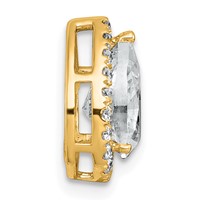 14K Yellow Gold 1.75 Carat Lab Grown Diamond VS+ F+ Pear Complete Halo Chain Slide Pendant view 2