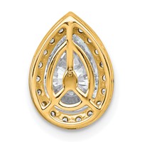 14K Yellow Gold 1.75 Carat Lab Grown Diamond VS+ F+ Pear Complete Halo Chain Slide Pendant view 3