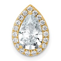 14K Yellow Gold 1.75 Carat Lab Grown Diamond VS+ F+ Pear Complete Halo Chain Slide Pendant view 1