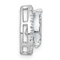 14K White Gold 2.33 Carat Lab Grown Diamond VS+ F+ Pear Complete Halo Chain Slide Pendant view 2