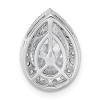 14K White Gold 2.33 Carat Lab Grown Diamond VS+ F+ Pear Complete Halo Chain Slide Pendant view 3