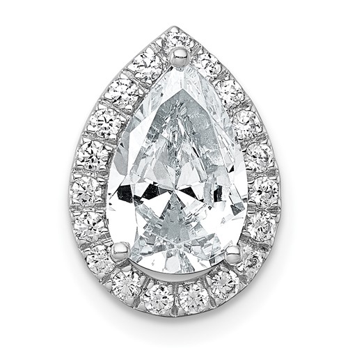 14K White Gold 2.33 Carat Certified Lab Grown Diamond VS+ F+ Pear Complete Halo Chain Slide Pendant