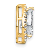 14K Yellow Gold 2.33 Carat Lab Grown Diamond VS+ F+ Pear Complete Halo Chain Slide Pendant view 2