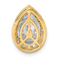 14K Yellow Gold 2.33 Carat Lab Grown Diamond VS+ F+ Pear Complete Halo Chain Slide Pendant view 3