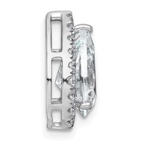 14K White Gold 2.75 Carat Certified Lab Grown Diamond VS+ F+ Pear Complete Halo Chain Slide Pendant view 2