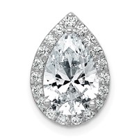 14K White Gold 2.75 Carat Certified Lab Grown Diamond VS+ F+ Pear Complete Halo Chain Slide Pendant view 1