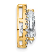 14K Yellow Gold 2.75 Carat Lab Grown Diamond VS+ F+ Pear Complete Halo Chain Slide Pendant view 2