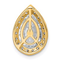 14K Yellow Gold 2.75 Carat Lab Grown Diamond VS+ F+ Pear Complete Halo Chain Slide Pendant view 3