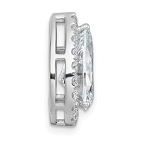 14K White Gold 3.38 Carat Certified Lab Grown Diamond VS+ F+ Pear Complete Halo Chain Slide Pendant view 2