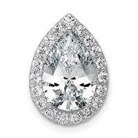 14K White Gold 3.38 Carat Certified Lab Grown Diamond VS+ F+ Pear Complete Halo Chain Slide Pendant view 1