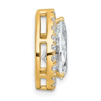 14K Yellow Gold 3.38 Carat Lab Grown Diamond VS+ F+ Pear Complete Halo Chain Slide Pendant view 2