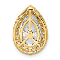 14K Yellow Gold 3.38 Carat Lab Grown Diamond VS+ F+ Pear Complete Halo Chain Slide Pendant view 3