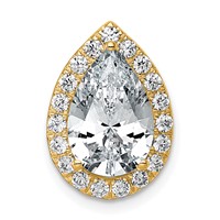14K Yellow Gold 3.38 Carat Lab Grown Diamond VS+ F+ Pear Complete Halo Chain Slide Pendant view 1
