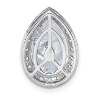 14K White Gold 4.50 Carat Lab Grown Diamond VS+ F+ Pear Complete Halo Chain Slide Pendant view 3