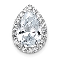 14K White Gold 4.50 Carat Lab Grown Diamond VS+ F+ Pear Complete Halo Chain Slide Pendant view 1