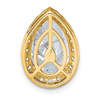 14K Yellow Gold 4.50 Carat Certified Lab Grown Diamond VS+ F+ Pear Complete Halo Chain Slide Pendant view 3