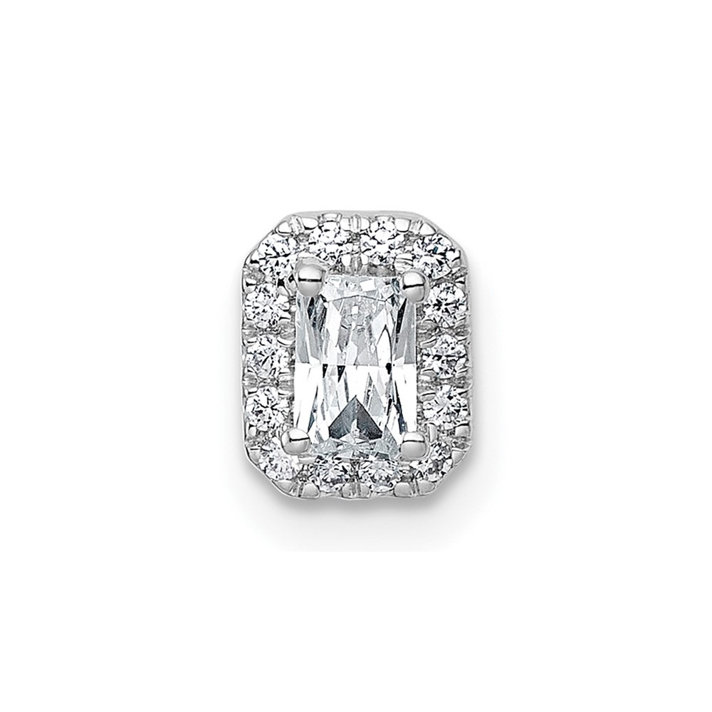 14K White Gold 0.33 Carat Lab Grown Diamond VS+ F+ Radiant Complete Halo Chain Slide Pendant