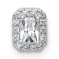 14K White Gold 0.33 Carat Lab Grown Diamond VS+ F+ Radiant Complete Halo Chain Slide Pendant view 1
