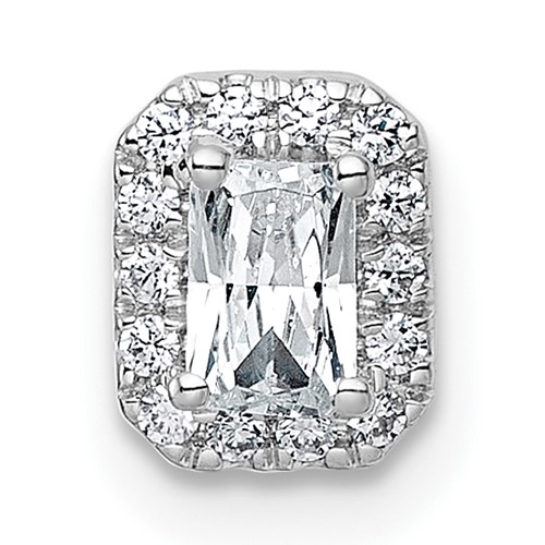 14K White Gold 0.33 Carat Lab Grown Diamond VS+ F+ Radiant Complete Halo Chain Slide Pendant