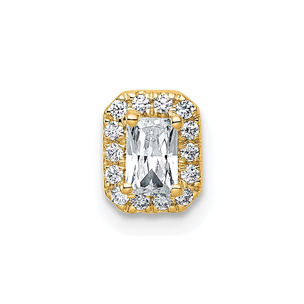 14K Yellow Gold 0.33 Carat Lab Grown Diamond VS+ F+ Radiant Complete Halo Chain Slide Pendant