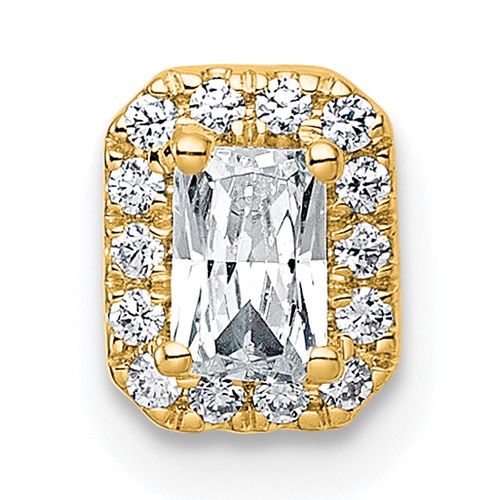 14K Yellow Gold 0.33 Carat Lab Grown Diamond VS+ F+ Radiant Complete Halo Chain Slide Pendant