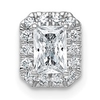 14K White Gold 0.62 Carat Lab Grown Diamond VS+ F+ Radiant Complete Halo Chain Slide Pendant view 1