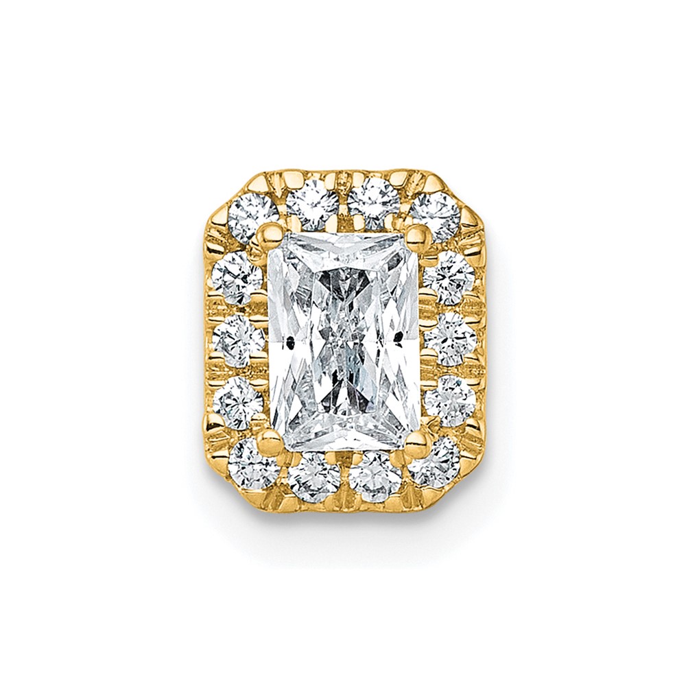 14K Yellow Gold 0.62 Carat Lab Grown Diamond VS+ F+ Radiant Complete Halo Chain Slide Pendant