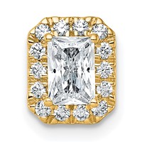 14K Yellow Gold 0.62 Carat Lab Grown Diamond VS+ F+ Radiant Complete Halo Chain Slide Pendant view 1