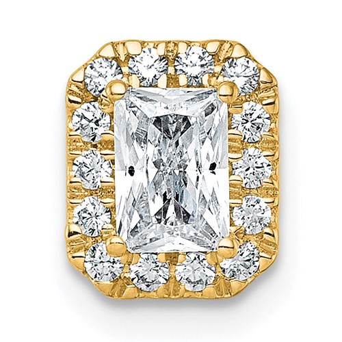 14K Yellow Gold 0.62 Carat Lab Grown Diamond VS+ F+ Radiant Complete Halo Chain Slide Pendant