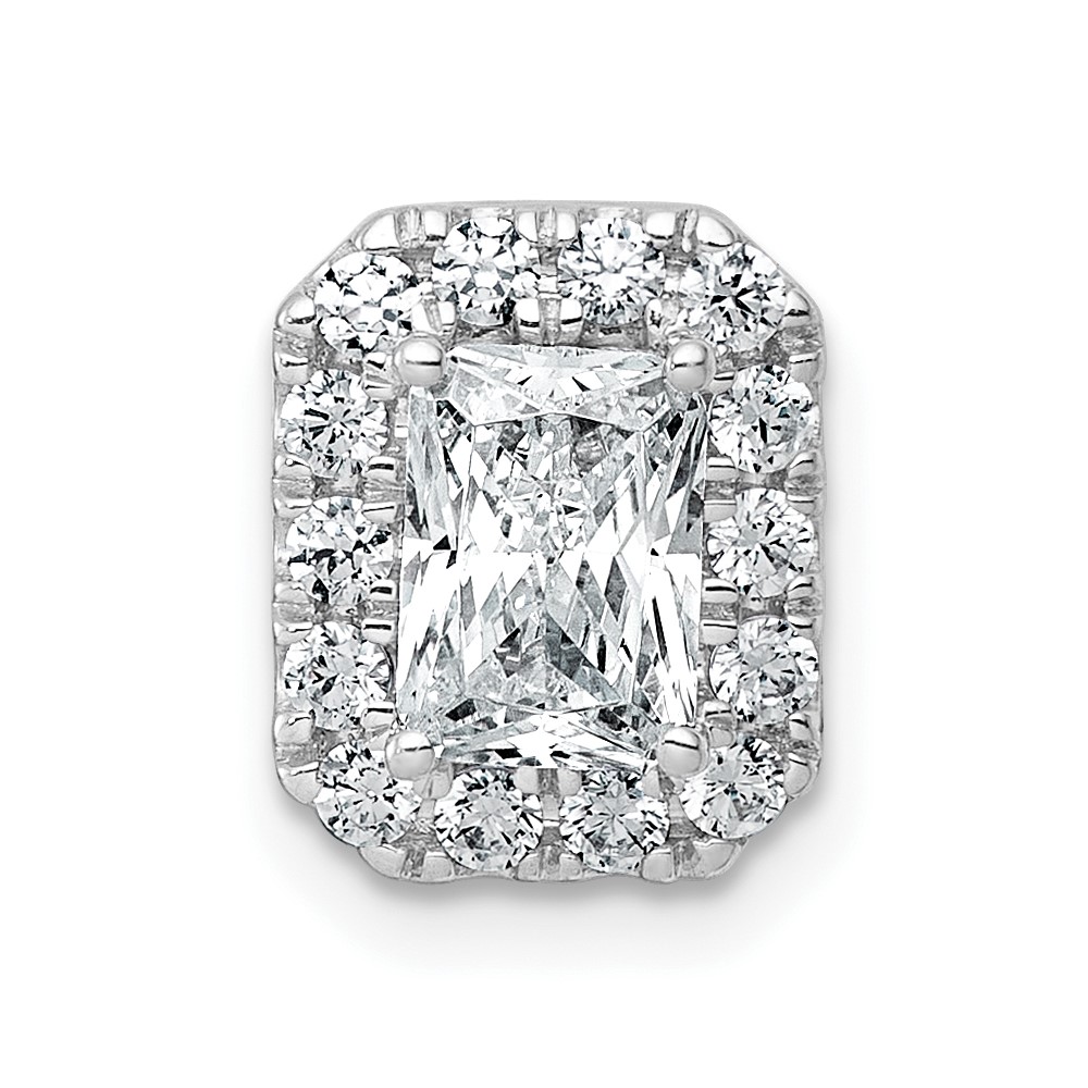 14K White Gold 1.33 Carat Lab Grown Diamond VS+ F+ Radiant Complete Halo Chain Slide Pendant