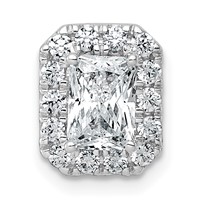 14K White Gold 1.33 Carat Lab Grown Diamond VS+ F+ Radiant Complete Halo Chain Slide Pendant view 1