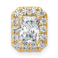 14K Yellow Gold 1.33 Carat Certified Lab Grown Diamond VS+ F+ Radiant Complete Halo Chain Slide Pendant view 1