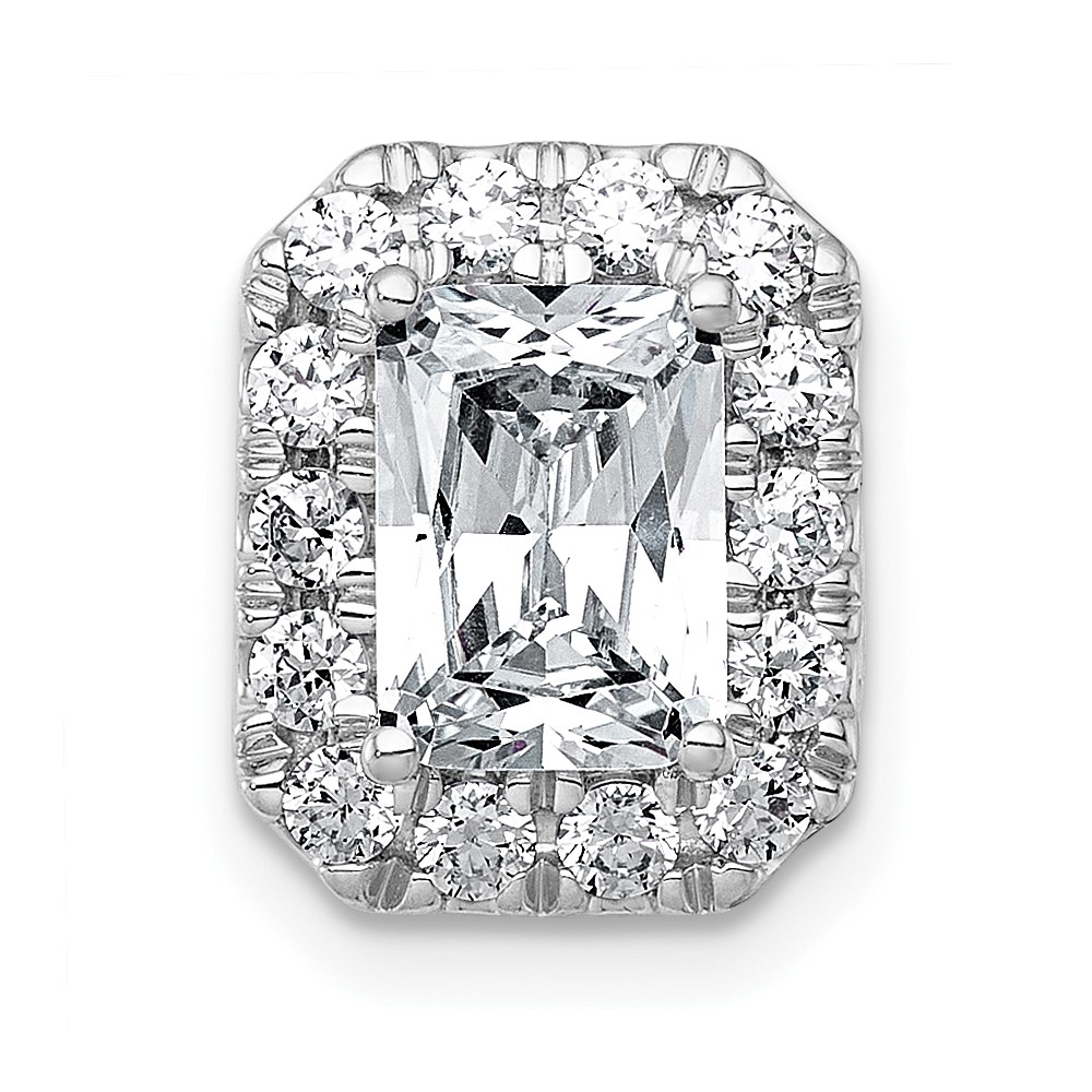 14K White Gold 2 Carat Certified Lab Grown Diamond VS+ F+ Radiant Complete Halo Chain Slide Pendant