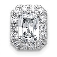 14K White Gold 2 Carat Certified Lab Grown Diamond VS+ F+ Radiant Complete Halo Chain Slide Pendant view 1
