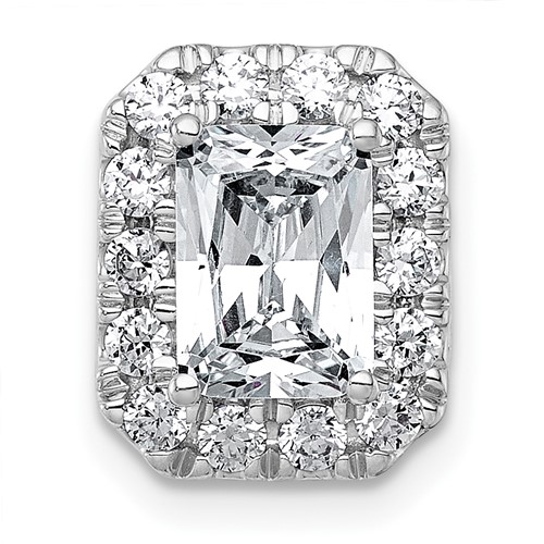 14K White Gold 2 Carat Certified Lab Grown Diamond VS+ F+ Radiant Complete Halo Chain Slide Pendant
