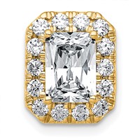 14K Yellow Gold 2 Carat Lab Grown Diamond VS+ F+ Radiant Complete Halo Chain Slide Pendant view 1