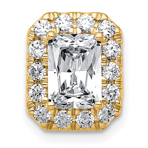 14K Yellow Gold 2 Carat Certified Lab Grown Diamond VS+ F+ Radiant Complete Halo Chain Slide Pendant