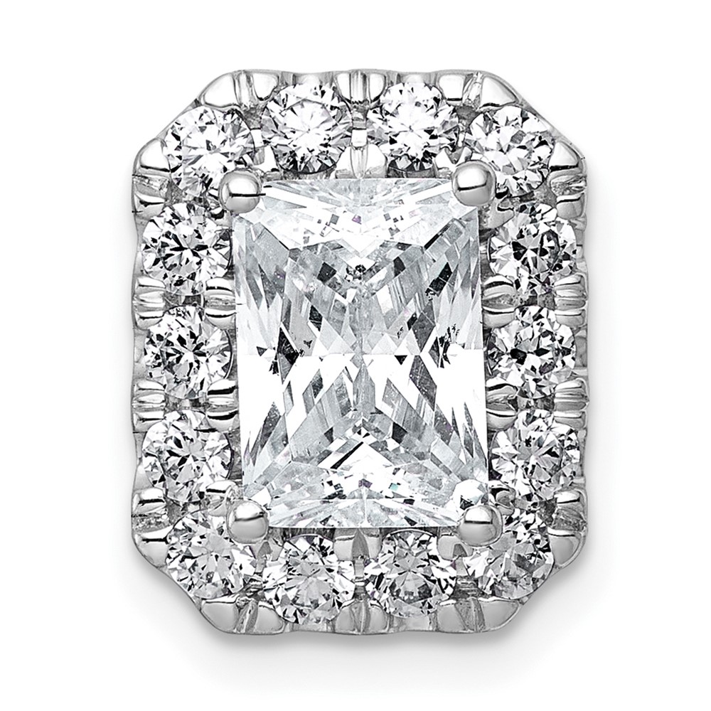 14K White Gold 2.88 Carat Certified Lab Grown Diamond VS+ F+ Radiant Complete Halo Chain Slide Pendant