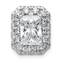 14K White Gold 2.88 Carat Certified Lab Grown Diamond VS+ F+ Radiant Complete Halo Chain Slide Pendant view 1