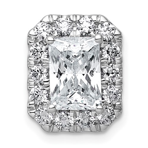 14K White Gold 2.88 Carat Certified Lab Grown Diamond VS+ F+ Radiant Complete Halo Chain Slide Pendant
