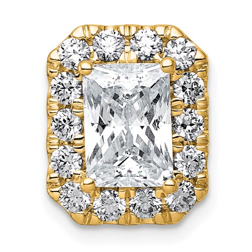 14K Yellow Gold 2.88 Carat Lab Grown Diamond VS+ F+ Radiant Complete Halo Chain Slide Pendant