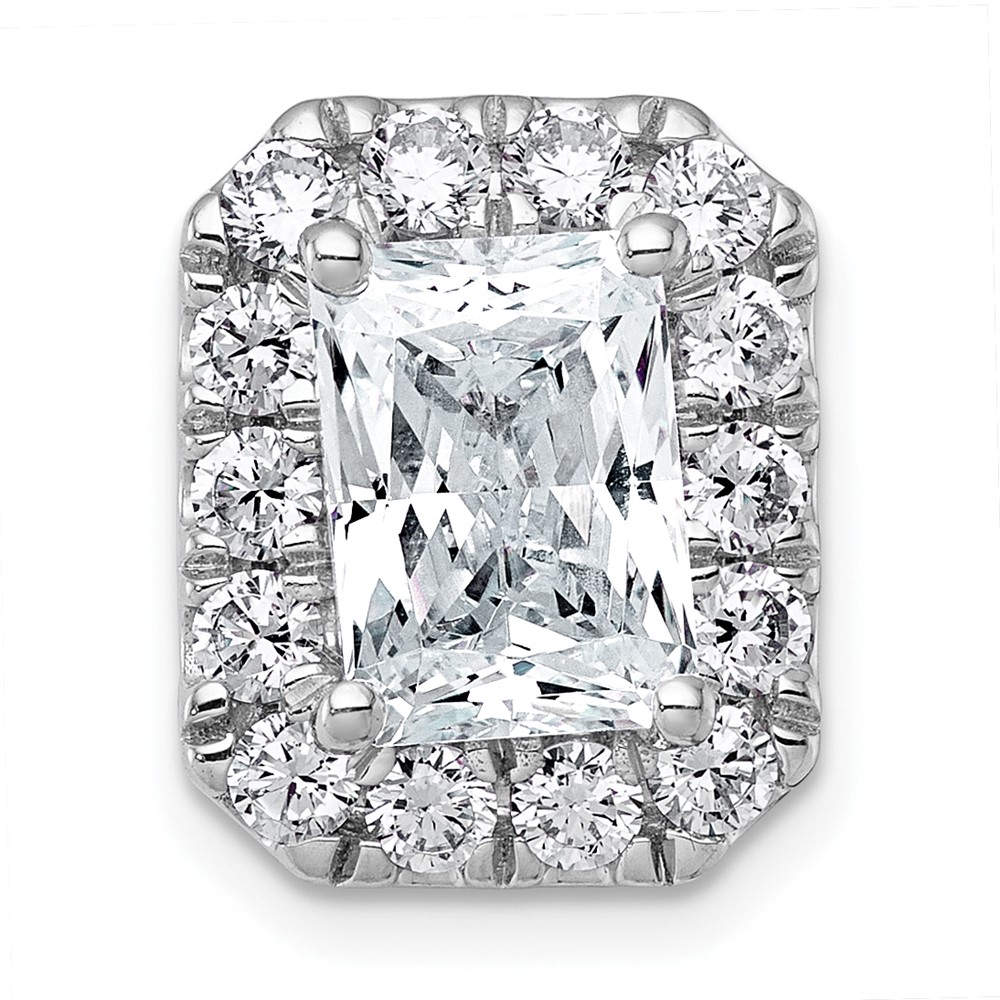 14K White Gold 3.50 Carat Certified Lab Grown Diamond VS+ F+ Radiant Complete Halo Chain Slide Pendant