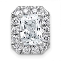 14K White Gold 3.50 Carat Certified Lab Grown Diamond VS+ F+ Radiant Complete Halo Chain Slide Pendant view 1