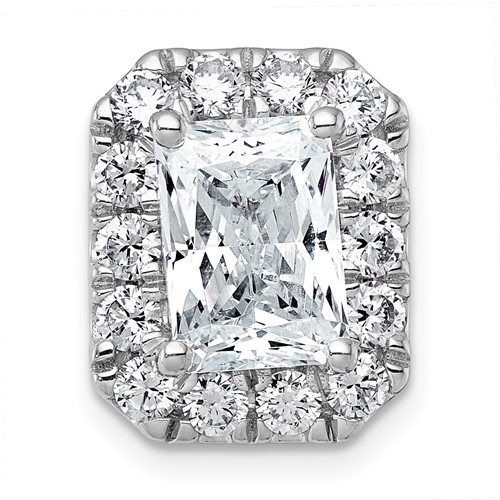 14K White Gold 3.50 Carat Certified Lab Grown Diamond VS+ F+ Radiant Complete Halo Chain Slide Pendant